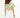Rear view of a sage green ribbed cropped tee and white denim shorts on a woman with curly hair against a white background.