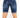 Back view of Owen slim fit dark blue denim shorts for men with cuffed hems and Carbon Jeans branding.