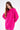 Vibrant pink Brooke sweater with an oversized fit, featuring unique elbow cut-outs and a ribbed crew neckline.