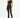 Model in a Carbon Jeans black ribbed one-shoulder sleeveless crop top with matching high-waisted split-hem leggings.