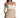 Leyla cream crop top with off-the-shoulder long sleeves and thin spaghetti straps paired with tan trousers.