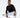 Model wearing Elliott slim fit white jeans with ripped knee distressing and a black long-sleeve graphic tee.