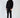 Men's Kent black slim fit pants with zipper details on the thighs, styled with a black hoodie and high-top sneakers.