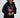 Model wearing black Lips Graphic hoodie with oversized fit, featuring pink lips print and blue paint splatter detail.