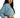 Light blue long sleeve Stevie ribbed crop top with raw hem worn by model in denim jeans against a white background.