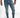 Close-up of Jairo blue washed skinny jeans for men featuring biker panels, distressed details, and a modern streetwear fit.