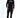 Men's Tobias black slim-fit streetwear pants featuring silver zippers on the pockets and knees on a studio model.