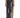 A woman wears a dark maxi skirt with a side slit and a knotted waist, featuring a light abstract pattern.