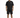 A man stands confidently in a black oversized t-shirt paired with cargo shorts and sneakers.