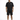 A man stands confidently in a black oversized t-shirt paired with cargo shorts and sneakers.