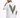 A man wearing a white oversized t-shirt featuring a colorful bird wing graphic on the back.