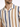 A close-up of a man wearing a short-sleeve shirt featuring vertical stripes in beige, brown, and blue.