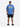 A person wearing a blue t-shirt with a graphic of dice and text about life's unpredictability on the back.
