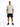 A man stands confidently in a light beige oversized t-shirt with a printed phrase, paired with black cargo shorts and...