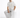 A man sits on a white cube wearing a light-colored T-shirt with a textured "PEACE" design, paired with gray pants and...
