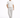 A man stands confidently in a white t-shirt with a textured "PEACE" graphic, paired with light gray pants and white s...