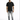 A man stands confidently in a black t-shirt, distressed gray jeans, and white sneakers against a plain background.