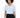 Light blue cropped top with short sleeves and front pockets, paired with black tailored pants.