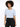 Light blue cropped top with short sleeves and front pockets, paired with black tailored pants.
