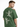 A man wearing a green t-shirt featuring a graphic of a cherub and a devil with wings above a skull.