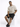 A man sits on a white pedestal wearing a beige oversized t-shirt and black shorts, showcasing a casual style.