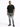 A man stands confidently in a black t-shirt and distressed gray jeans, paired with black sneakers.
