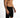 Slim fit Hank black denim shorts for men with a cuffed hem, styled as streetwear on a shirtless model.