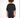 Back view of a model wearing the Feel and Heel oversized black streetwear tee with long fit and crew neck.