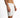 Side view of Jude white denim shorts for men featuring colorful paint splatter, distressed rips, and a slim streetwear fit.