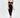 Model in the black Naomi midi dress featuring a sweetheart neckline, waist cutouts, and slim-fit silhouette.