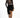 Model in Laney Nude Seamless Bodysuit with black swirl pattern and long sleeves, paired with a black fringe mini skirt.