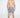 Back view of men's Leonardo patterned swim trunks featuring a black and white brushstroke print and elastic waistband.