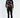 Man wearing Untimely long-sleeve black streetwear shirt with pixel art graphics, paired with slim-fit black jeans.
