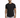 A man wearing a fitted black t-shirt and light gray shorts stands against a plain white background.