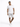 A man in a fitted white t-shirt and light gray shorts walks confidently, paired with white sneakers.