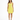 A woman stands in a bright yellow sleeveless dress, paired with black strappy heels, against a white background.