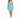A woman stands in a light blue dress with cut-out details, paired with black strappy heels and a bracelet.