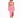 A model poses in a pink two-piece outfit featuring a cropped top and a midi skirt with a side slit.