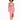 A model poses in a pink two-piece outfit featuring a cropped top and a midi skirt with a side slit.