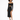 A model poses in a black off-the-shoulder dress with a cutout detail and a thigh-high slit.