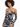 A model showcases a fitted, tie-dye dress with long sleeves and a unique crisscross neckline design.