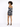 A model showcases a fitted, long-sleeve dress with a black and white tie-dye pattern, paired with strappy heels.