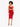 A model showcases a fitted red dress with a twist front and cut-out details, paired with strappy black heels.