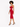 A model poses in a fitted red dress with cut-out details, paired with black strappy heels.