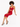 A model poses in a red, fitted dress with cut-out details, paired with black strappy heels.