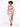 A model poses in a floral two-piece outfit featuring vibrant colors and a thigh-high slit, paired with black sandals.