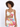 A model poses in a tropical print crop top and matching skirt, featuring vibrant floral patterns and a stylish cut.