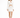 A model poses in a white cut-out dress with long sleeves and a fitted silhouette, paired with black strappy heels.