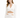 A model poses in a white cropped top with long sleeves and a matching mini skirt featuring cut-out details.
