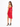 A woman poses in a form-fitting red dress with one shoulder exposed and a thigh-high slit, paired with black heels.